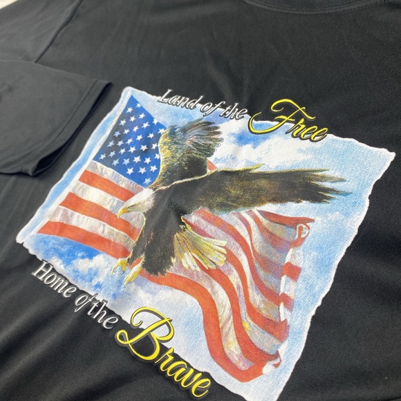 NEW Land of the Free Home of the Brave Mens T Shirt Large Black Long Sleeve NWOT - Picture 4 of 11